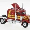 Brekina 85709 HO Scale 1976 Peterbilt 359 Sleeper Cab Tractor Red And Yellow