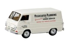Brekina 93442 HO Scale (1:87) 1964 Dodge A 100 Van Associated Day And Night Plumbing