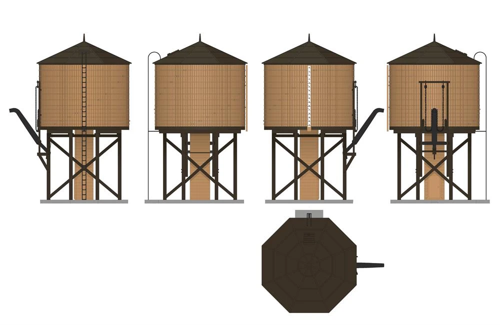 Broadway Limited Imports 7910 HO Scale Wood Water Tower - Weathered Brown (Operating/Sound) - Image 2