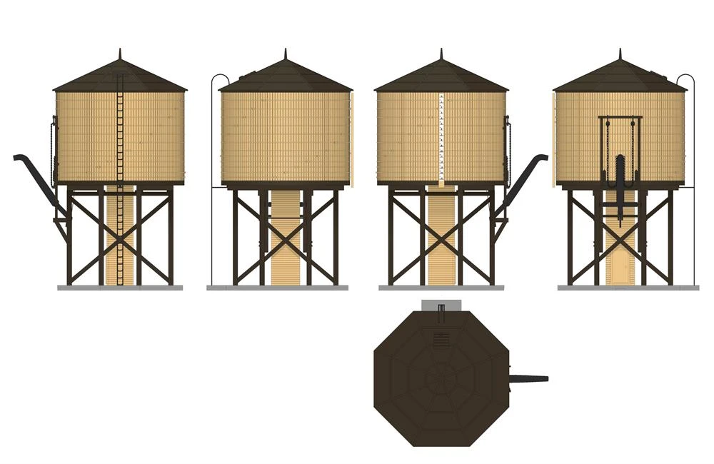 Broadway Limited Imports 7912 HO Scale Wood Water Tower - Weathered Yellow (Operating/Sound) - Image 2