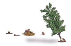 Busch 7893 HO Scale Beaver Lodge With 4 Beavers And Tree Miniature Scene
