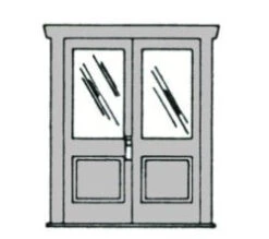 Campbell 914 (D3-50) HO Scale White Plastic Doors (Double 1-Light, 1-Panel Doors)