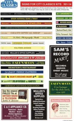City Classics 501-14 HO Scale Business Signs