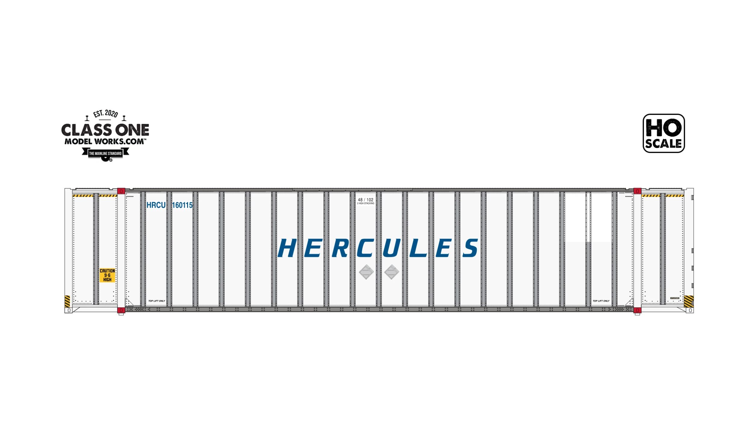 Class One Model Works HO Scale Hyundai 48' Container Hercules HRCU 160115 / 160121 2-Pack #2