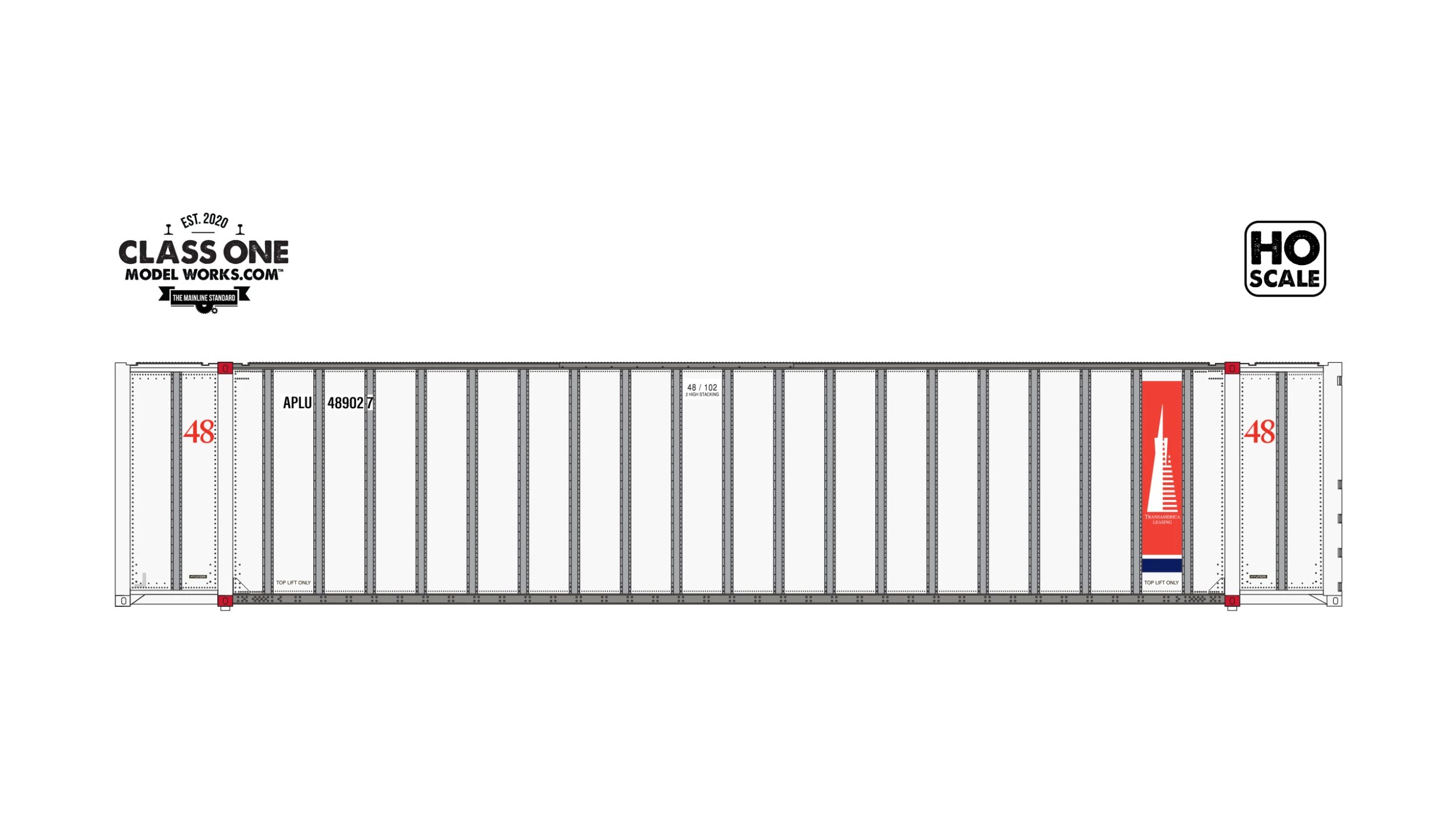 Class One Model Works HO Scale Hyundai 48' Container Transamerica APLU 489027 / 489049 2-Pack #1