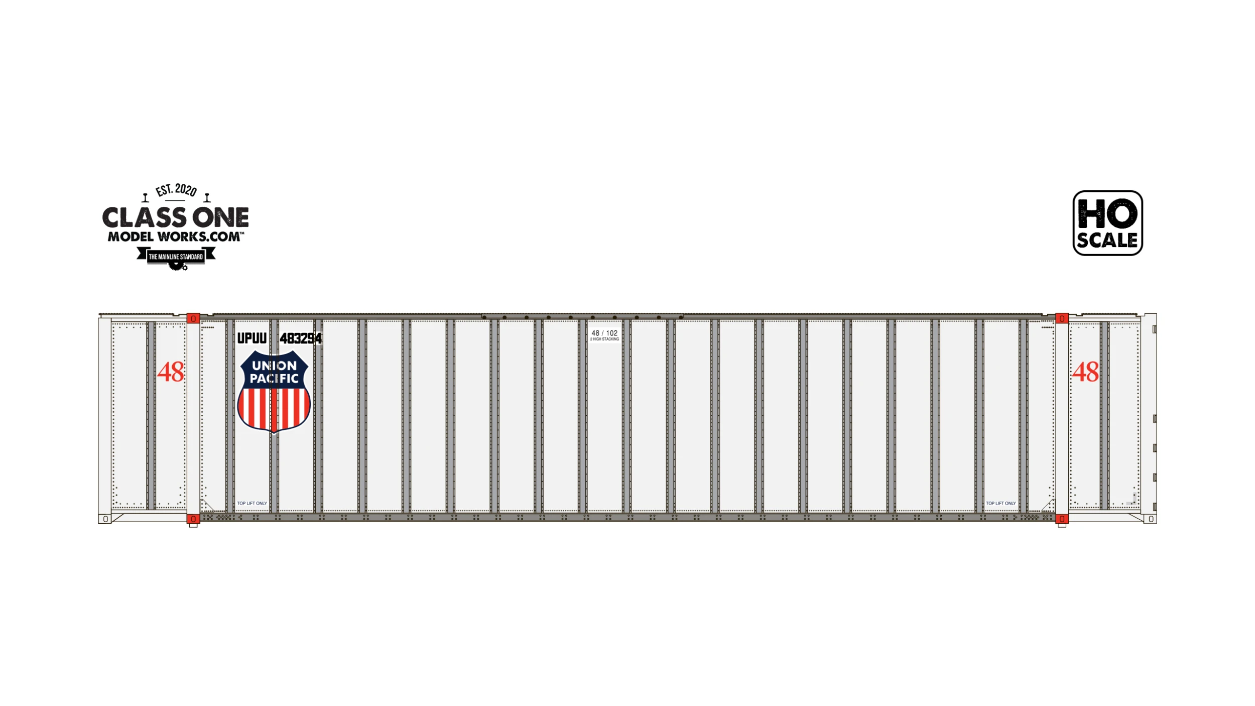 Class One Model Works HO Scale Monon 48' Container Union Pacific UPUU 483002 / 483289 2-Pack #1