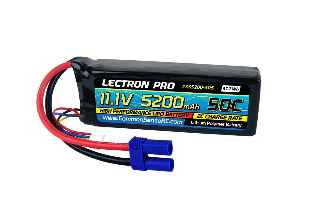 Common Sense RC (3S5200-505) Lectron Pro 3S 11.1V 5200mAh 50C Lipo Battery With EC5