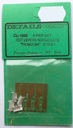 Details West CL-1028 HO Scale Cut Levers W/Brackets "Trombone" Style I 4 Each