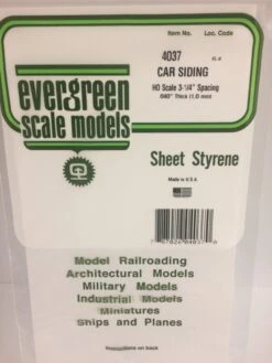 Evergreen Scale Models 4037 HO Scale Freight Car Styrene Siding,.040
