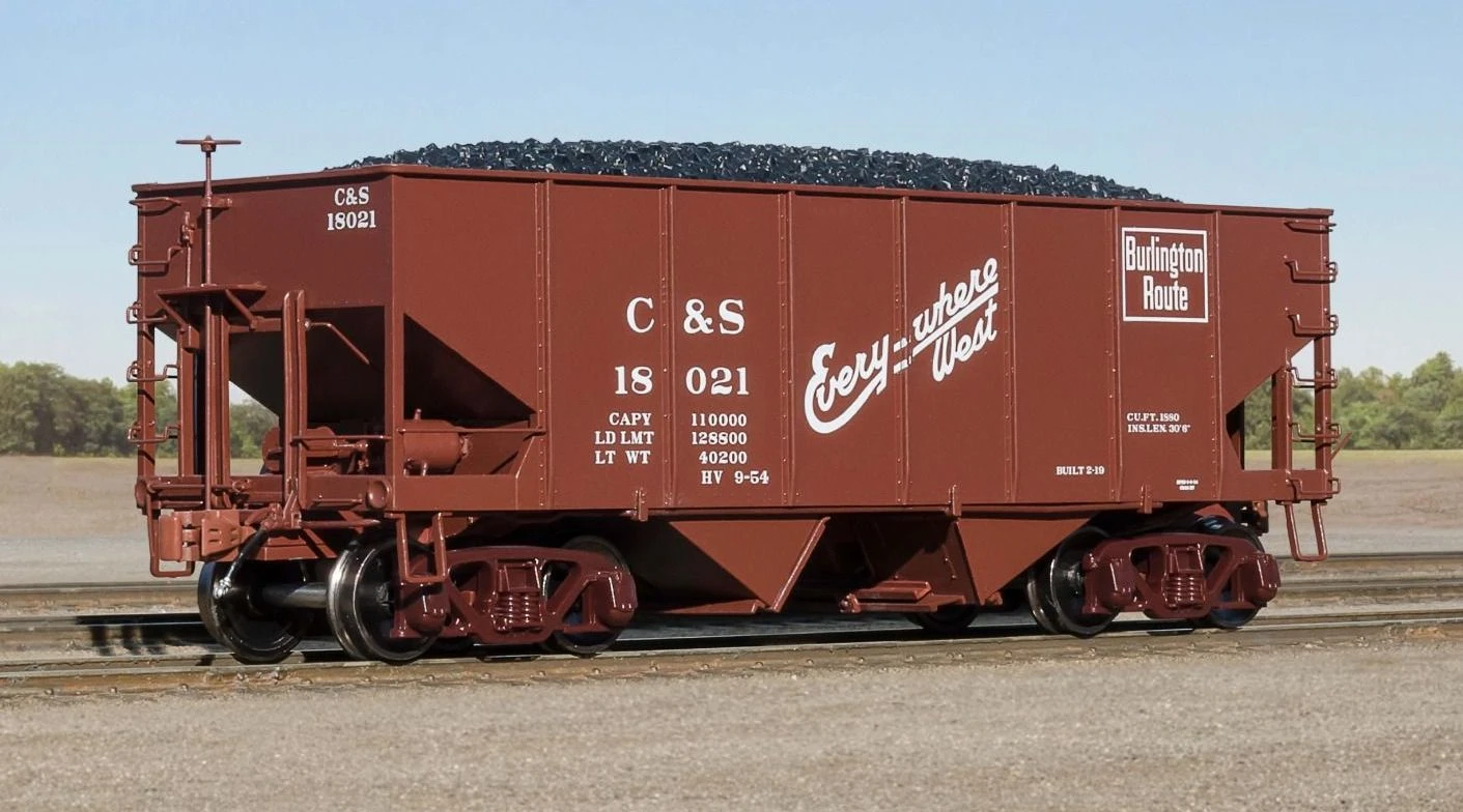 Fox Valley Models 15019 HO Scale USRA 55-Ton 2-Bay Open Hopper Burlington CBQ/C&S 18021