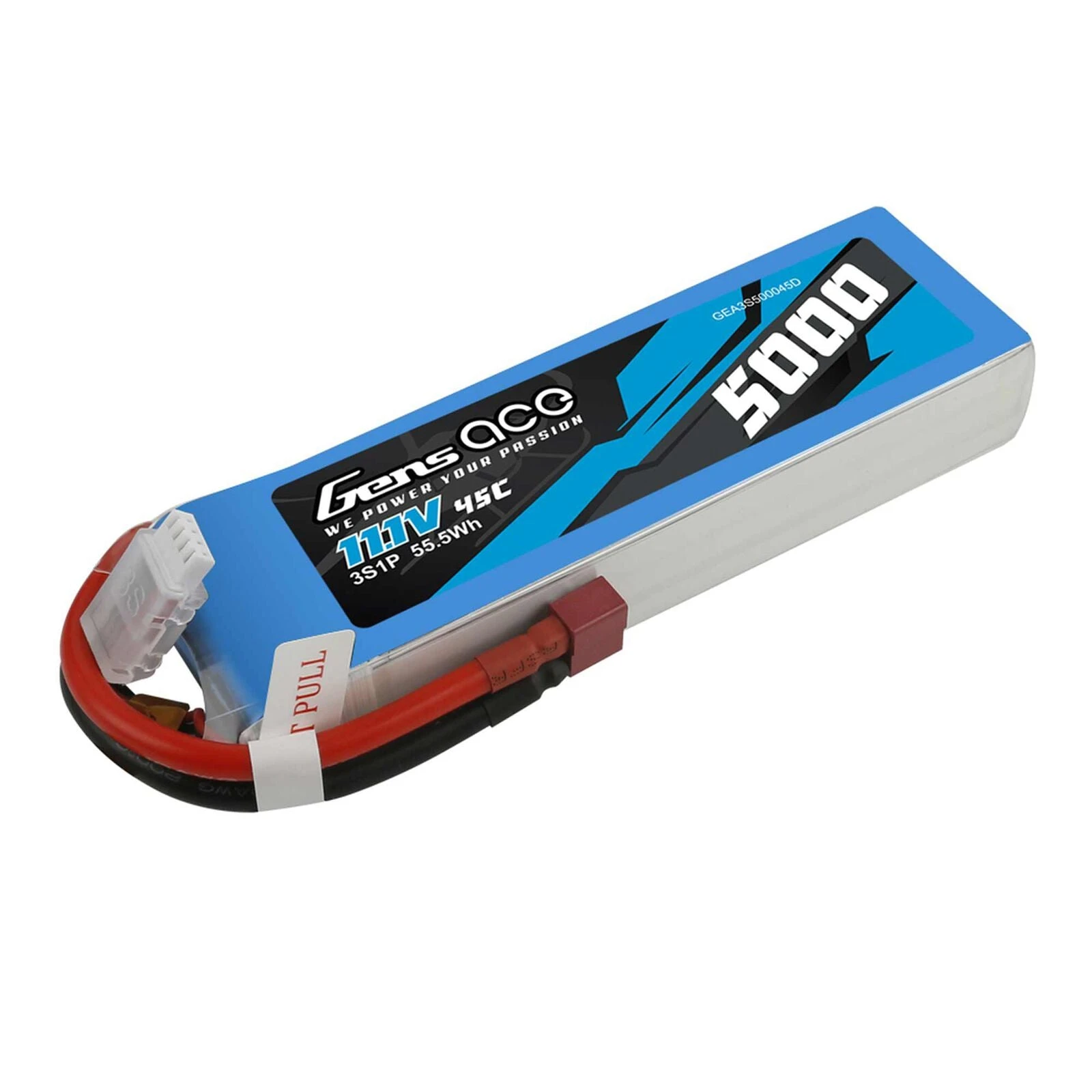Gens Ace 5000mAh 11.1V 45C Lipo Battery Pack With Deans