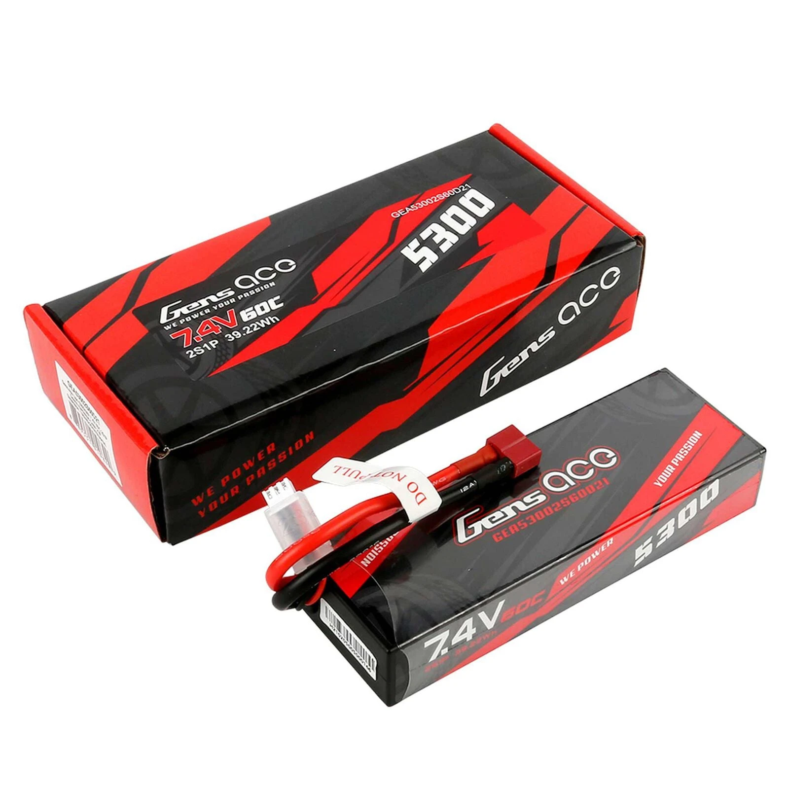 Gens Ace 5300mAh 7.4V 60C Lipo Battery Pack With Deans - Image 2