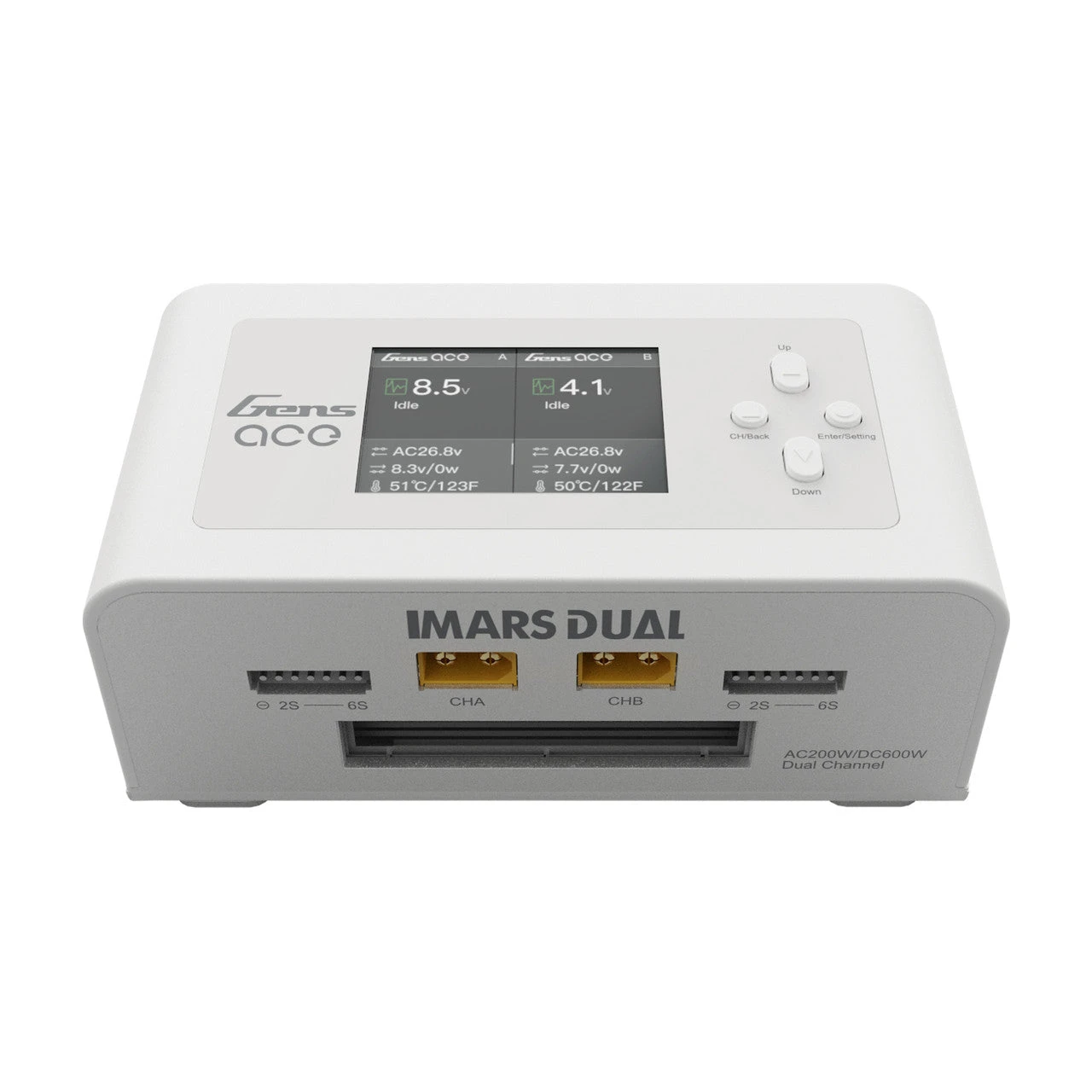 Gens Ace Imars Dual Port AC/DC RC Battery Balance Charger - White