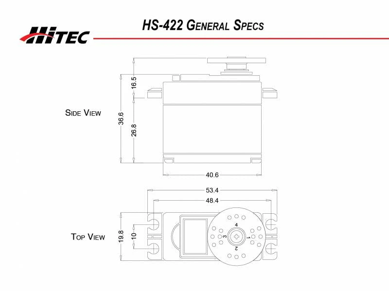 HiTEC 31422S HS-422 Dual Oilite Standard Ball Bearing Servo - Image 2