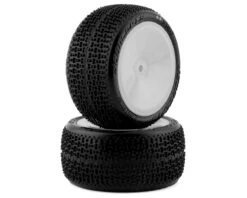 J Concepts 3190-101021 Twin Pins 1/10 Buggy Rear Tires With Pink Compound Mounted On White Wheels