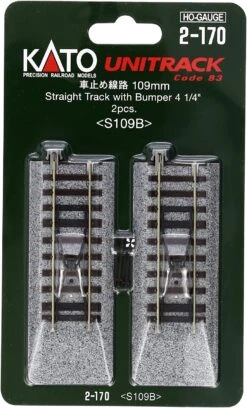 Kato 2170 HO Scale UniTrack 109mm 4-1/4" Straight Bumper (2 Pack)