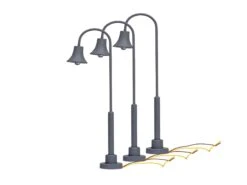 Lionel 2056110 HO Scale Gooseneck Lamps Street Lights 3 Pack