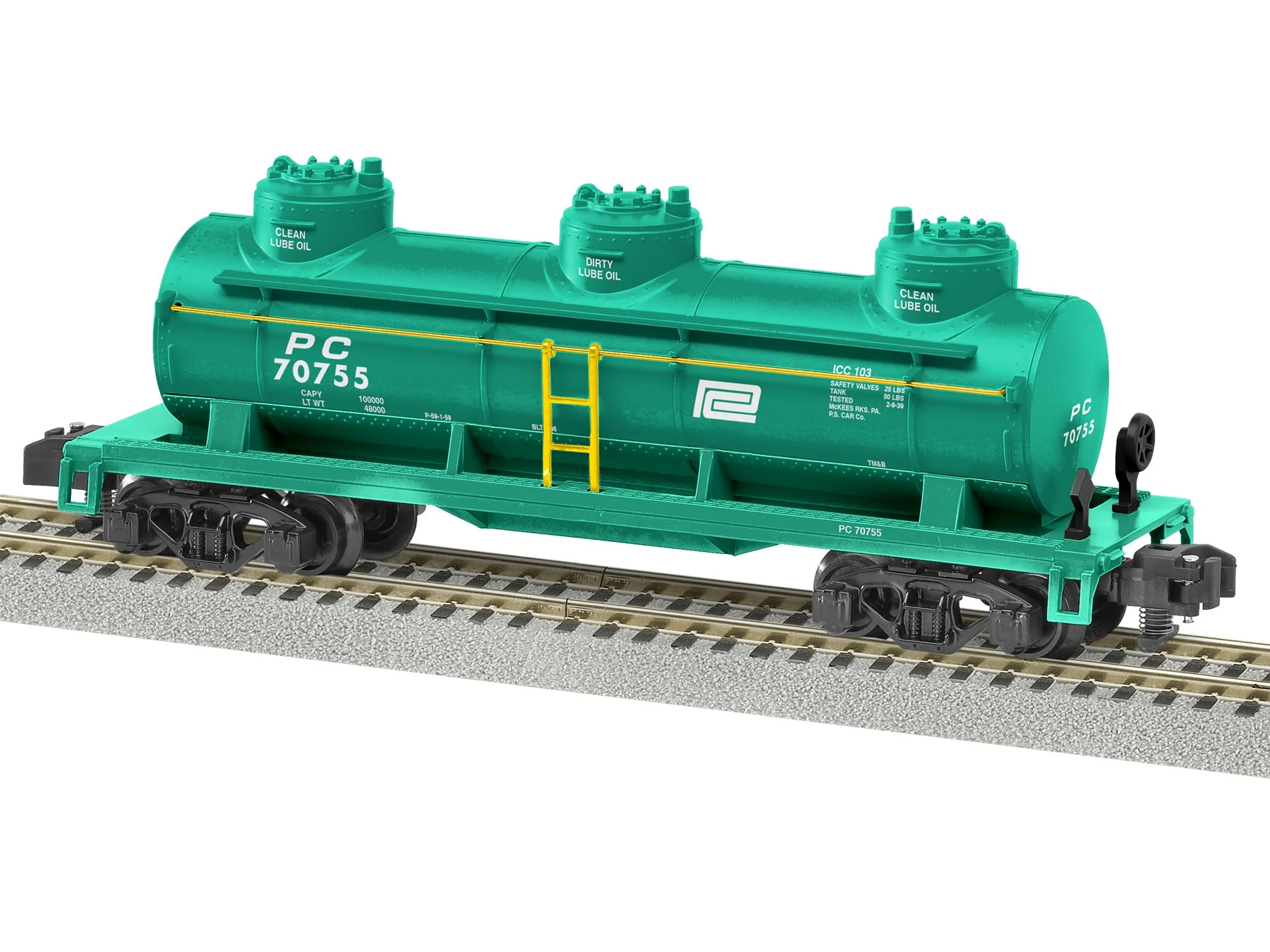 Lionel 2219170 S Gauge American Flyer 3 Dome Tank Car Penn Central PC 70755