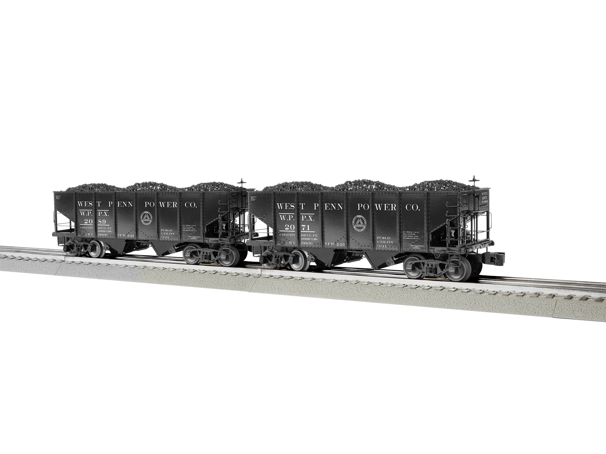 Lionel 2226980 O Scale GLa 2 Bay Open Coal Hopper West Penn Power WPPX 2 Pack BTO