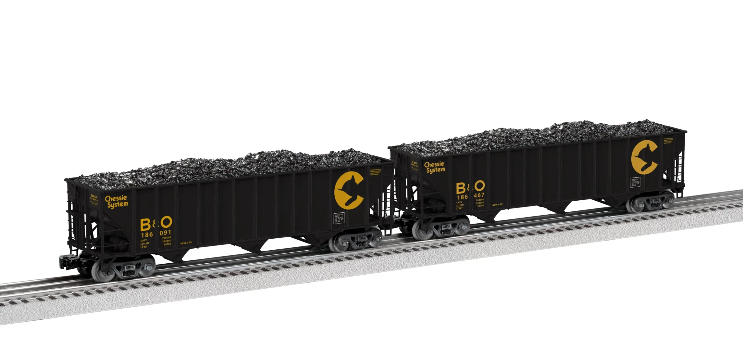 Lionel 2326080 O Scale 100 Ton Open Hopper Chessie System B&O 2 Pack C