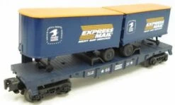 Lionel 6-6531 O Gauge Flatcar With Van Trailers Express Mail - NOS