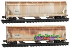 Micro-trains 983 05 027 N Scale ACF 3 Bay Covered Hopper CITX 2 Pack Weathered
