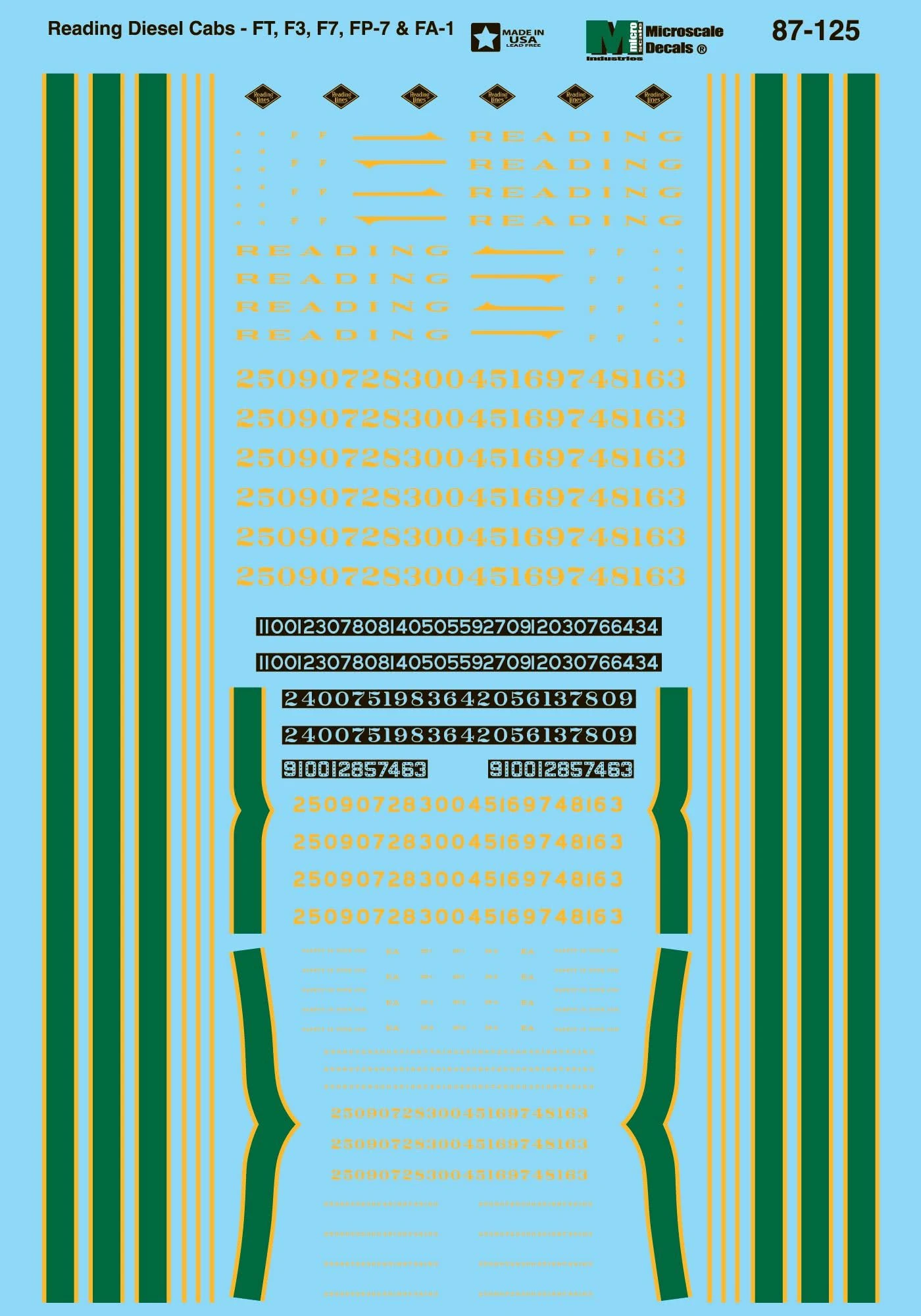 Microscale 87-125 HO Scale Reading Cab Diesels - NOS