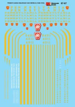 Microscale 87-67 HO Scale PRR Cab Diesel And Electric Locomotives