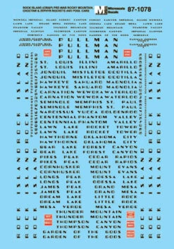 Microscale Decals 87-1078 HO Scale Rock Island RI Streamlined Passenger Cars (1940-1978)