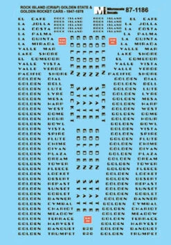 Microscale Decals 87-1186 HO Scale Rock Island RI Streamlined Passenger Cars (1947-1978)