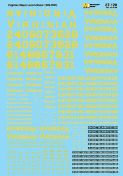 Microscale Decals 87-120 HO Scale Virginian Steam Locomotives