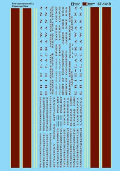 Microscale Decals 87-1419 HO Scale Erie Lackawanna EL Passenger Cars