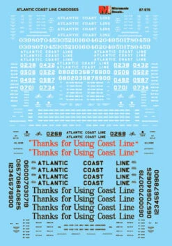 Microscale Decals 87-976 HO Scale Atlantic Coast Line ACL Cabooses (1930-1967)