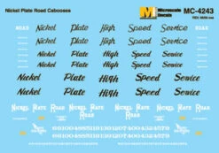 Microscale Decals MC-4243 HO Scale Nickel Plate Road Cabooses (1930-1962)