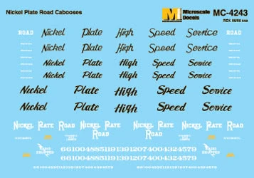 Microscale Decals MC-4243 HO Scale Nickel Plate Road Cabooses (1930-1962)