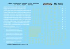 Microscale Decals MC-4356 HO Scale Steam Locomotive Data And Number Boards Gothic Dulux