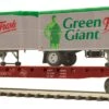 MTH Premier 20-95555 O Scale Milwaukee Road MILW Flatcar With Green Giant Pup Trailers