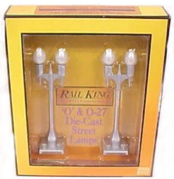 MTH 30-1082 O Gauge RailKing No 580-2 Teardrop Lamp Set Silver - NOS