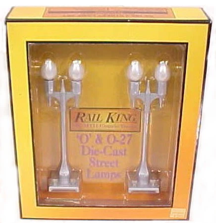 MTH 30-1082 O Gauge RailKing No 580-2 Teardrop Lamp Set Silver - NOS