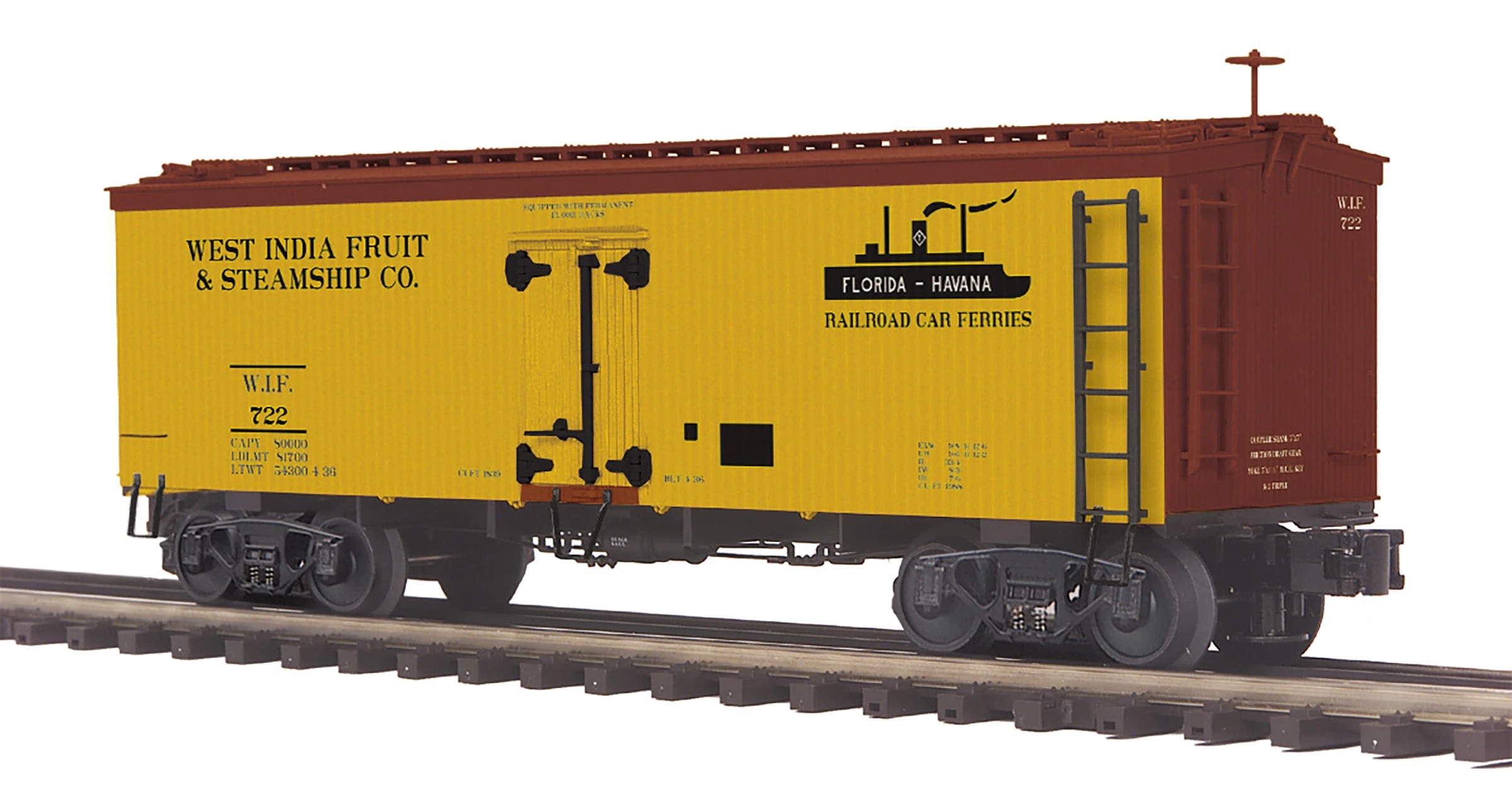 MTH Premier 20-94655 O Scale 36' Wood Reefer West India Fruit WIF