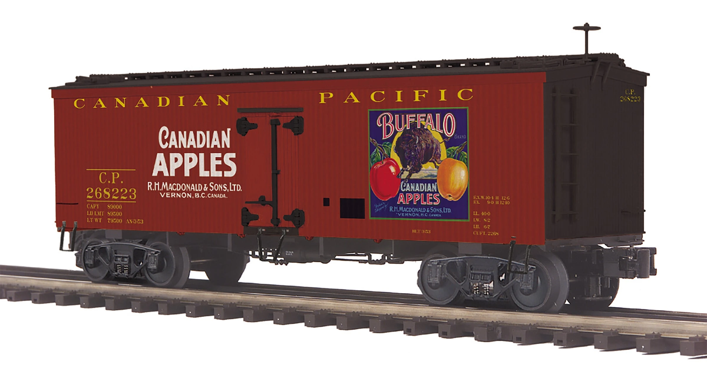 MTH Premier 20-94658 O Scale 36' Wood Reefer Canadian Pacific (Buffalo Apples) CP