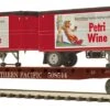 MTH Premier 20-95557 O Scale Southern Pacific SP Flatcar With Petri Wine Pup Trailers