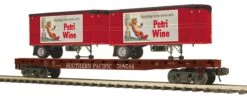 MTH Premier 20-95557 O Scale Southern Pacific SP Flatcar With Petri Wine Pup Trailers