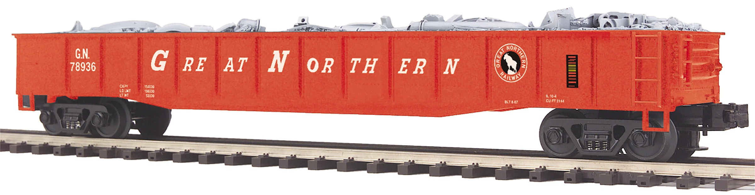MTH Premier 20-95599 O Scale Gondola With Junk Load Great Northern GN
