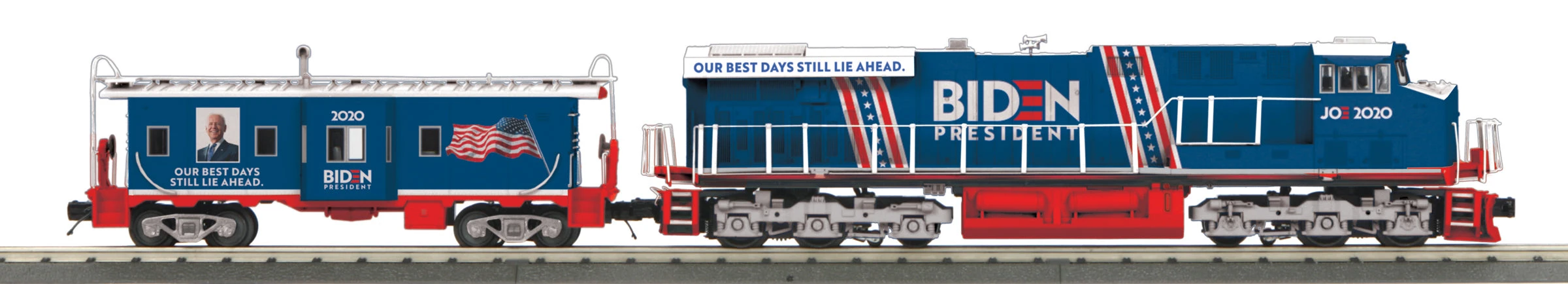 MTH RailKing 30-20800-1 O Gauge GE ES44AC Diesel Joe Biden #2020 With Caboose - Like New USED