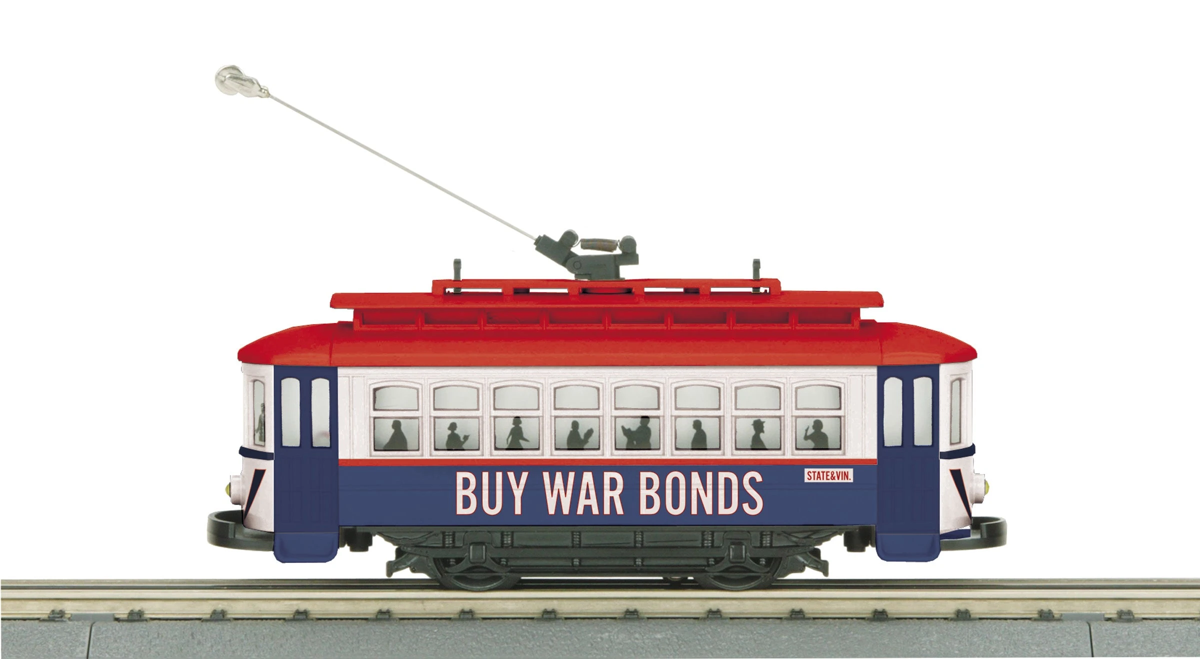 MTH RailKing 30-5217 O Gauge Bump-N-Go Trolley Buy War Bonds