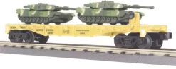 MTH RailKing 30-76040 O Gauge Flatcar With US ARMY M1a Tanks - NOS
