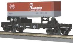 MTH Railking 30-7608 O Gauge NYC 499706 Flatcar With Pacemaker Trailer - NOS