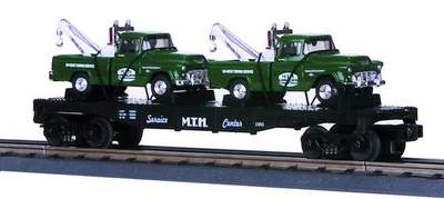 MTH Railking 30-7615 O Gauge Flatcar With MTH Service Center Wreckers - NOS