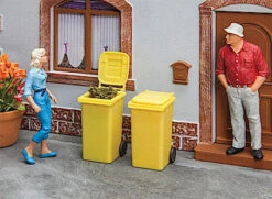 POLA 333225 G Gauge Yellow Refuse / Trash Bins 2 Pack